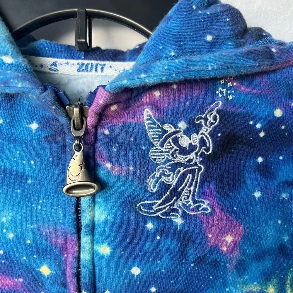 Disney Parks Sorcerer Mickey Galaxy 2017 Youth Boys Girls XS Full Zip Hoodie